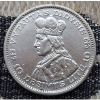 Литва 10 лит 1936 года. Пагоня. Князь Витовт. Серебро! Сторгуй за свою цену, предложи обмен! Y320