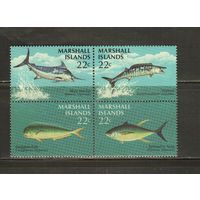 Маршалловы  острова-1986 (Мих.92-95) , ** , Морская фауна, Рыбы,  (полная серия)