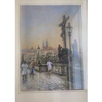 Акварель (рамка, стекло), подпись автора