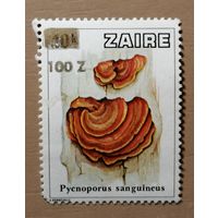 Марка Заир, серия -- грибы, 1978 г., с надпечаткой