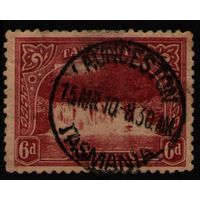 Австралийские штаты Тасмания Водопады Дилстон 1899 год гашеная марка Mi #68 концовка серии