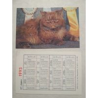 Карманный календарик. Котик.1993 год
