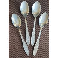 Ложки десертные "Пламя", мельхиор, одним лотом 4 шт.