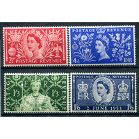Великобритания - 1953г. - коронация королевы Елизаветы II - 4 марки - полная серия, MNH [Mi 274-277]. #3-GB-99-B-1