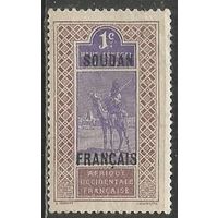 Французский Судан. Воин на верблюде. Надпечатка на Нигере. 1921г. Mi#20.