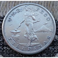 Американские Филипины 1 доллар 1908 года, S. Редкая! Серебро! Сторгуй за свою цену, предложи обмен! Y