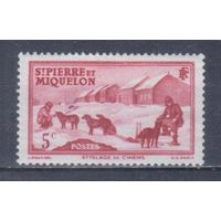 [838] Французские колонии. Сент-Пьер и Микелон 1938. Собачья упряжка.5с. МН