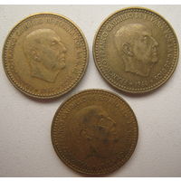 Испания 1 песета 1966 г. (68) (74) Цена за 1 шт. (v)