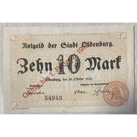 Банкнота 10 марок 1919 года, Гроссгельд, Ольденбург. Веймарская республика. С рубля без МЦ.