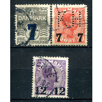 Дания - 1926г. - король Кристиан X, цифры, надпечатки - 3 марки - полная серия, гашёные [Mi 156-158]. #3-WB-95-A-2