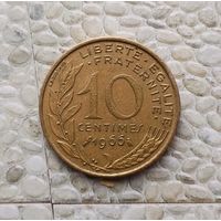 10 сантимов 1966 года Франция. Пятая Республика. Очень красивая монета! Родная патина!