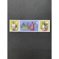 ГДР 1969 Горизонтальная сцепка марок серии "Всемирное совещание в Берлине по поддержанию мира" (чистые**) Mi.1478-1480 каталог 4.50 евро