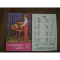Карманный календарик. Страхование.1986 год