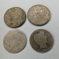 Серебряная Монета 10 грошей 1840 г.2 шт. 10 крейцеров 1870 г. 1 дайм 1907 г.  Одним лотом 4 монеты. С рубля