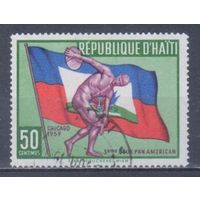 [819] Гаити 1959. Спорт.Легкая атлетика.Метание диска. Гашеная марка.