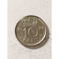 Нидерланды 10 центов 1977