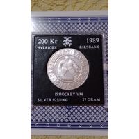 Швеция 200 крон 1989 хоккей