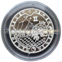 Габон 1000 франков КФА 2014 Знаки зодиака Близнецы! Серебро 925 пробы 16,81 грамм! ОБМЕН!