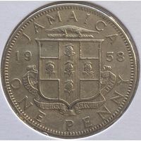 Ямайка 1 пенни 1958 г. В холдере