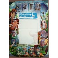 Альбом Ледниковый период 3: Эра динозавров (Ice Age 3: Dawn of the Dinosaurs). Доска и полный набор объёмных магнитов.
