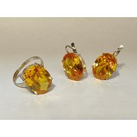 Серьги и Кольцо серебро 925 пр. Размер 23 мм. С рубля.