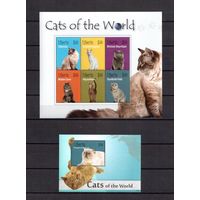 Либерия 2010 Фауна домашние кошки - 1 лист + 1 блок MNH**