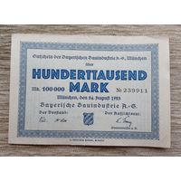 Werty71 Германия 100000 марок 1923 банкнота Гроссгельд Мюнхен