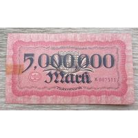 Werty71 Германия 5 миллионов 5000000 марок 1923 Заемный Банк Вюртемберга Штутгард 5 000 000 банкнота гроссгельд