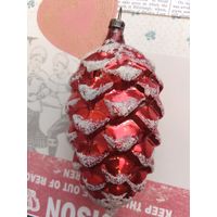 Ёлочная игрушка ГДР шишка тонкое стекло