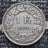 Швейцария 1 франк 1939 года, B. Серебро! Сторгуй за свою цену, предложи обмен!