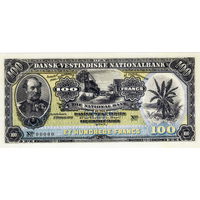 Репродукция (односторонняя, номерная): Датская Вест-Индия, 100 франков, 1905 г.