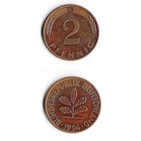 2 пфеннига Германия 1994 года(F)