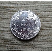 Werty71 Либерия 25 центов 2000 Блеск