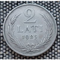 Латвия 2 лата 1925 года. Герб. Серебро! Сторгуй за свою цену, предложи обмен!