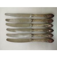 Ножи столовые Мельхиоровые (длина 24,5 см) Фаберже. СССР