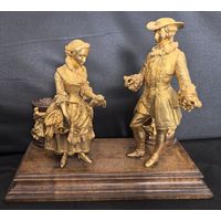 Большая старинная композиция  бронза. 23.5 см. Золочение.