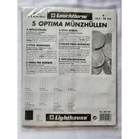 Leuchtturm EURO Optima листы для монет на 40 ячеек (16,5 - 26 мм)! Целая пачка 5 шт! Германия, Лёйхтурм, Leuchtturm! ВОЗМОЖЕН ОБМЕН!