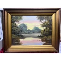 Пейзаж в раме холст масло с рубля