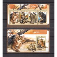 Сан Томе и Принсипи 2016 - Фауна домашние кошки - 1 лист + 1 блок MNH**
