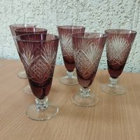 Рюмки (набор 6 штук) Марганцевые, объём 80 мл. Нёман, БССР