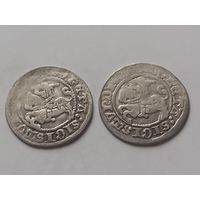 Два полугроша Жигимонта Старого , дата не видна , с 1 рубля, без мц