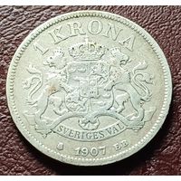 Швеция 1 крона, 1907     ( 1-9-7 )