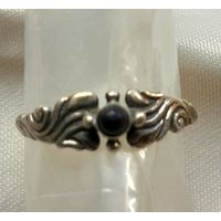 Серебрянное кольцо. Серебро 875, звезда.