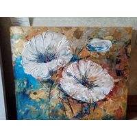 Картина Родик Елена "Цветы", холст, акрил, поталь, 50х60см.