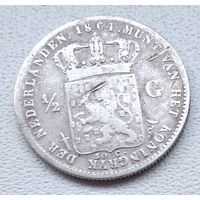 Нидерланды 1/2 гульдена, 1864 6-5-13