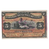 Куба 5 песо 1896 года. Тема "Лодки, корабли". Состояние XF+!