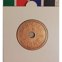 Дания 5 эре 1937 N GJ в холдере