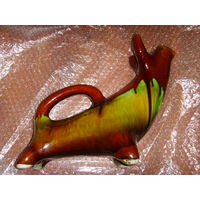 Штоф . Корова . Буйвол  РЕДКАЯ БЫК Дивные звери авт. Проторьевы Васильковский майоликовый завод СССР