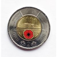 Канада. 2 доллара 2025 г. Карл III. Могила неизвестного солдата.