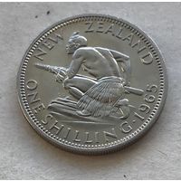 Новая Зеландия 1 шиллинг 1965 Елизавета II - штемпельный блеск, последний год чекана!